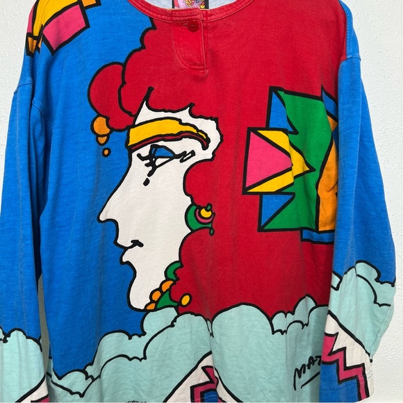 VTG 1987 Peter Max Neo Max New Atlantis / Playing Clouds Long Sleeve Shirt Small - Picture 6 of 16